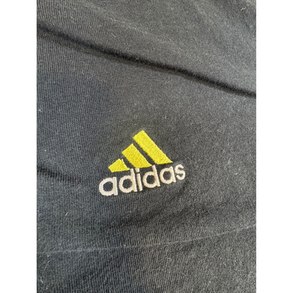 #154 Adidas Mens Vintage Long Sleeve T-Shirt Black Yellow Stripes XL RN 88387 - Picture 4 of 6